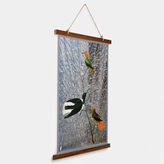 Drie Vogels Hangend Wandkleed (Gebogen)