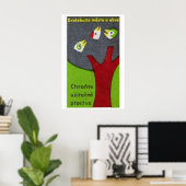 Drie vogels in boom - Matchbox Print - Tsjechische (Thuiskantoor)