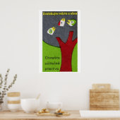 Drie vogels in boom - Matchbox Print - Tsjechische (Keuken)
