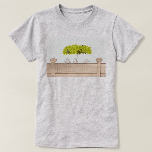 Drie vogels in de regen t-shirt (Design voorkant)