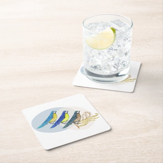 Drie vogels kartonnen onderzetters (Insitu)