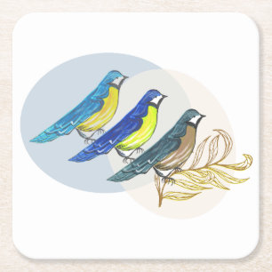 Drie vogels kartonnen onderzetters