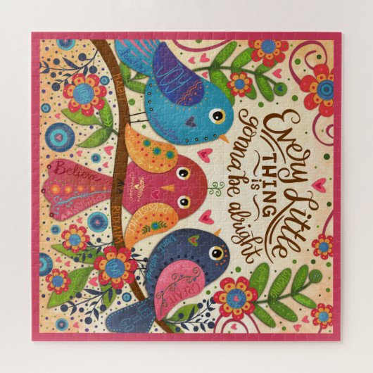 Drie Vogels Leuk Schattige Abonnee Collab Legpuzzel (Horizontaal)