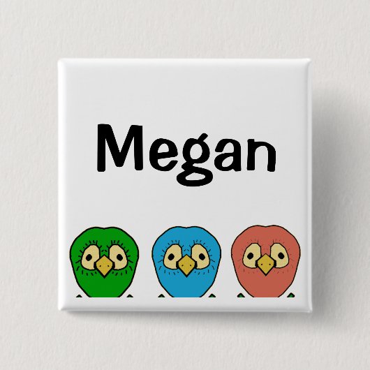 drie vogels Megan Vierkante Button 5,1 Cm (Voorkant)