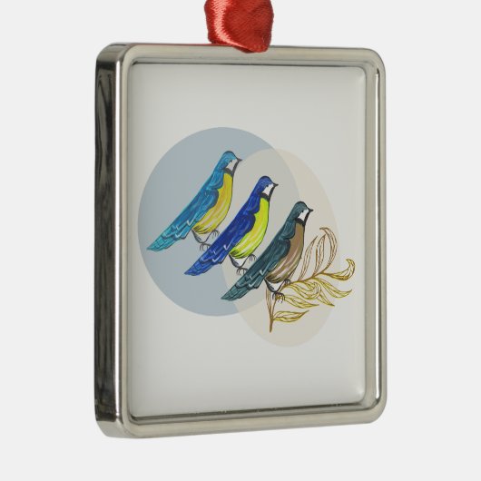 Drie vogels metalen ornament (Rechts)