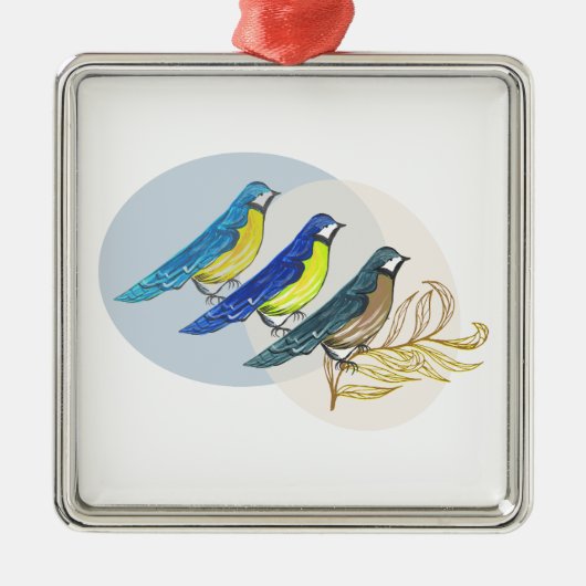 Drie vogels metalen ornament (Voorkant)