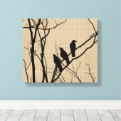Drie vogels op Canvas (Insitu (Houten vloer))