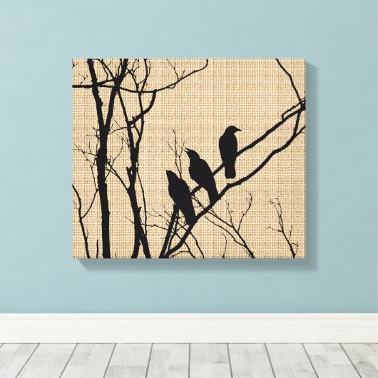 Drie vogels op Canvas (Insitu (Houten vloer))