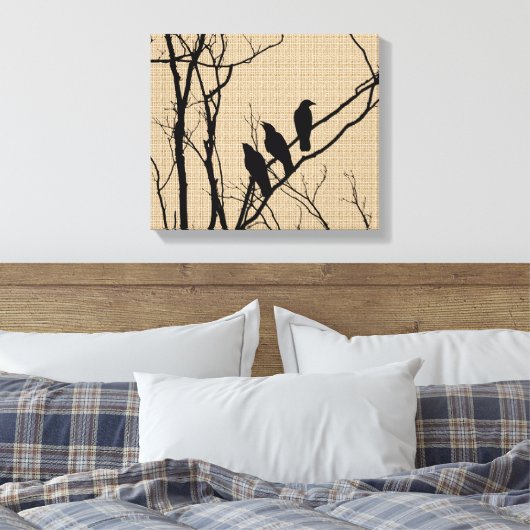 Drie vogels op Canvas Afdruk (Insitu (Slaapkamer))