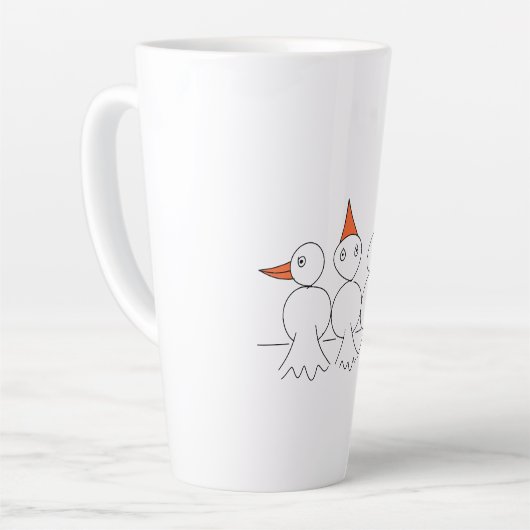 Drie vogels op het touw latte mok (Linkerhoek)