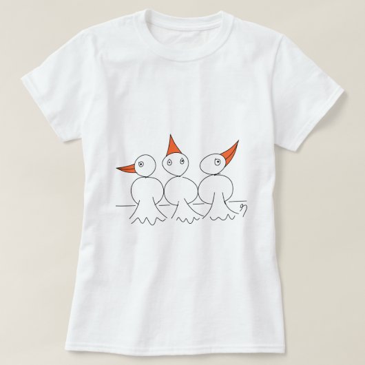 Drie vogels op het touw t-shirt (Design voorkant)