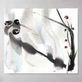 Drie vogels op Willow Art afdrukken Poster (Voorkant)