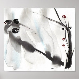 Drie vogels op Willow Art afdrukken Poster