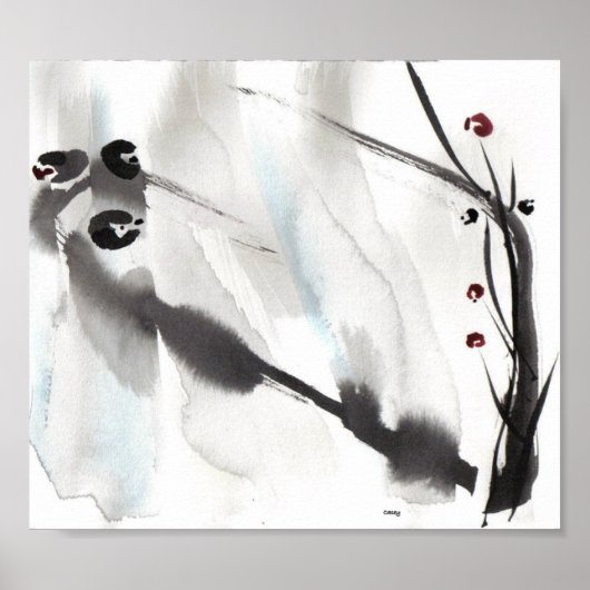 Drie vogels op Willow Art afdrukken Poster (Voorkant)