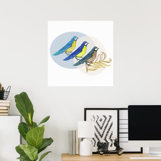 Drie Vogels Poster (Thuiskantoor)