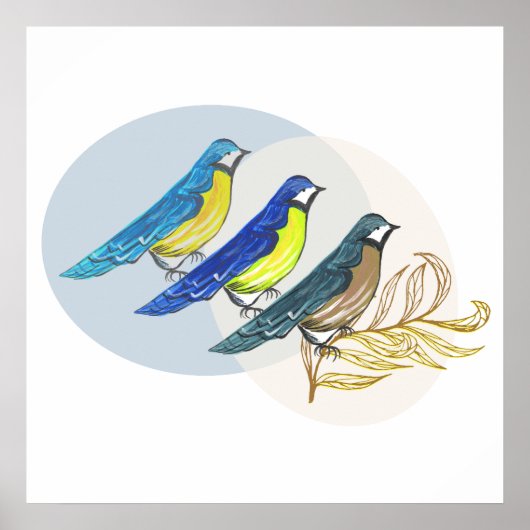 Drie Vogels Poster (Voorkant)