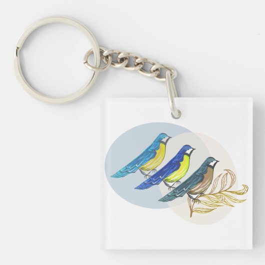 Drie vogels sleutelhanger (voorkant)