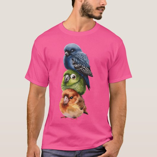 Drie Vogels Stapelden Samen Vrienden T-shirt (Voorkant)