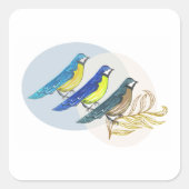 Drie vogels vierkante sticker (Voorkant)