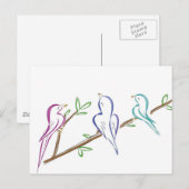 Drie vogels zitten op een tak briefkaart (Voorkant / Achterkant)