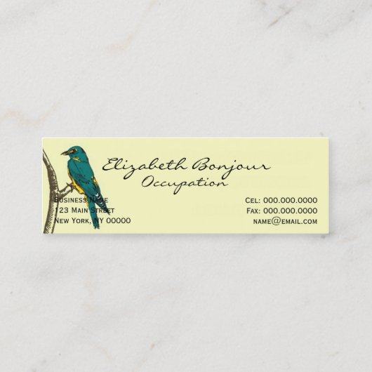 Drie vogeltjes die over een dunne Visitekaartje sp (Achterkant)