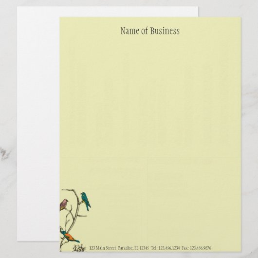 Drie vogeltjes praten ~ Letterhead Business Work Briefhoofd (Voorkant / Achterkant)