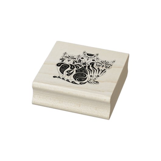Drie volkskatten/patroonkatten, ontwerp rubberstempel (Stempel)