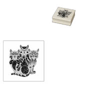 Drie volkskatten/patroonkatten, ontwerp rubberstempel (Gestempeld)
