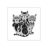 Drie volkskatten/patroonkatten, ontwerp rubberstempel (Afrduk)