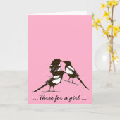 Drie voor een meisje - de kaart van ekstersgroeten (Gele Bloem)