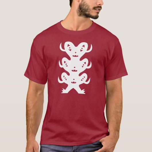 Drie voorgedragen monster van de maan t-shirt (Voorkant)