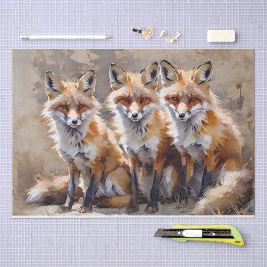 Drie Vossen Decoupage Tissuepapier (Craft)