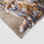 Drie vossen ontkoppelen tissuepapier (Detail)