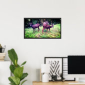 Drie vriendelijke Baby herten Poster (Thuiskantoor)