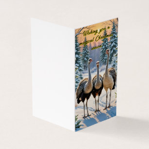 Drie vriendelijke struisvogels kerstkaart kaart