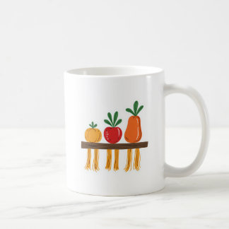 Drie vrienden op een plank koffiemok