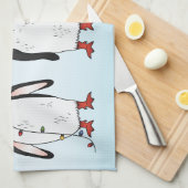 Drie Vrolijke Kerst Pinguïn Illustratie Theedoek (Quarter Fold)