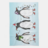 Drie Vrolijke Kerst Pinguïn Illustratie Theedoek (Verticaal)