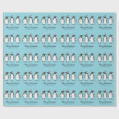 Drie Vrolijke Kerstpinguïns Met Aangepaste Tekst Cadeaupapier (Vlak)