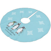 Drie Vrolijke Kerstpinguïns Met Aangepaste Tekst Kerstboom Rok (Gekanteld)