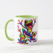 Drie vrolijke kikkers met levendige kleuren mok (Links)