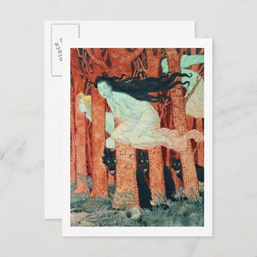 Drie vrouwen en drie wolven (w/c) briefkaart (Voorkant / Achterkant)