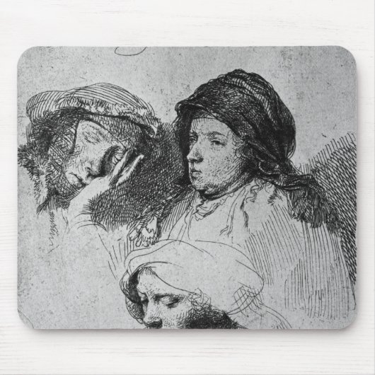 Drie vrouwen hoofden met één slaapstand, 1637 muismat (Voorkant)