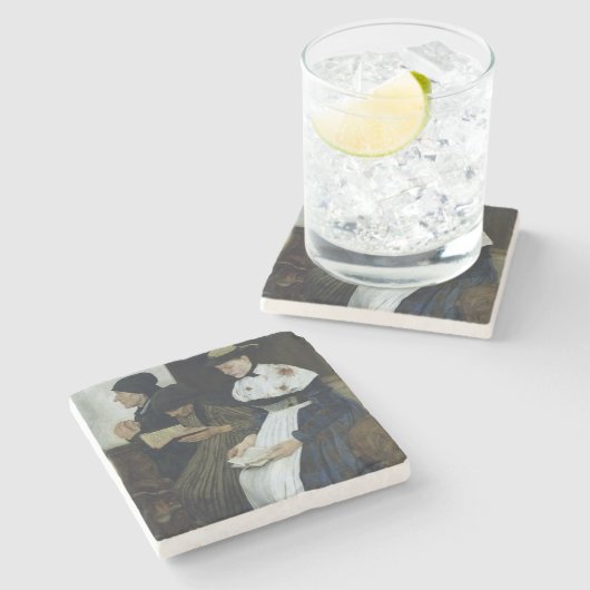 Drie Vrouwen in de Kerk, 1882 Stenen Onderzetter (Zijkant)