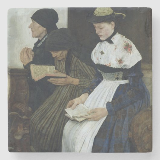 Drie Vrouwen in de Kerk, 1882 Stenen Onderzetter (Voorkant)