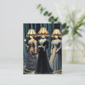 Drie vrouwen in het bos met lampenkap Petten Briefkaart (Staand voorkant)
