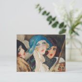 Drie vrouwen onder een paraplu briefkaart (Staand voorkant)