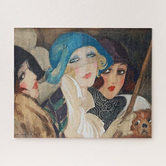 Drie vrouwen onder een paraplu legpuzzel (Horizontaal)