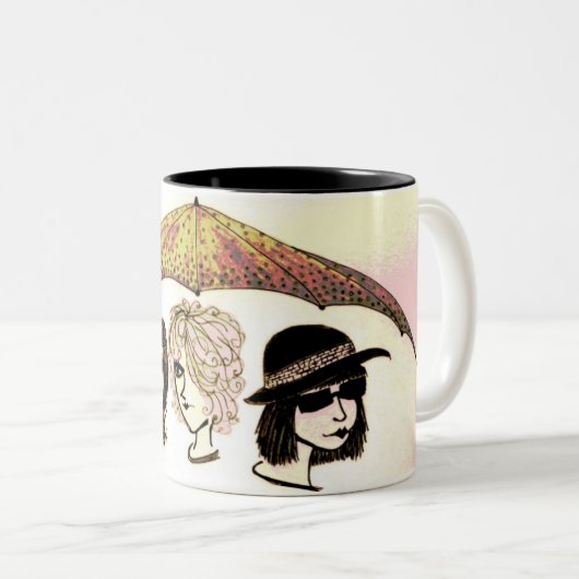 Drie vrouwen onder paraplu kunstwerk Mok (Voorkant rechts)