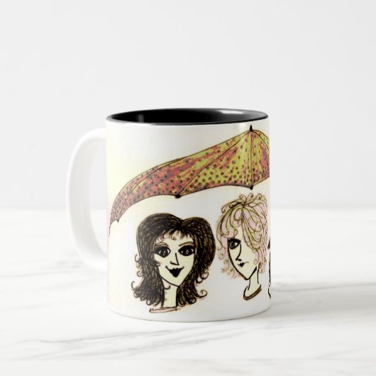 Drie vrouwen onder paraplu kunstwerk Mok (Voorkant links)